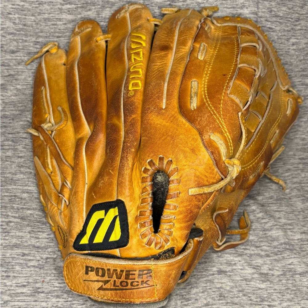 Mizuno Tan Leather Softball Glove with Black Logo